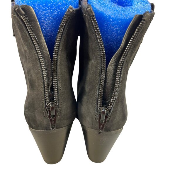 Stuart Weitzman Womens 6.5 Black Suede Ankle Boots Studded Toe Luxury Cowgirl - Picture 12 of 13